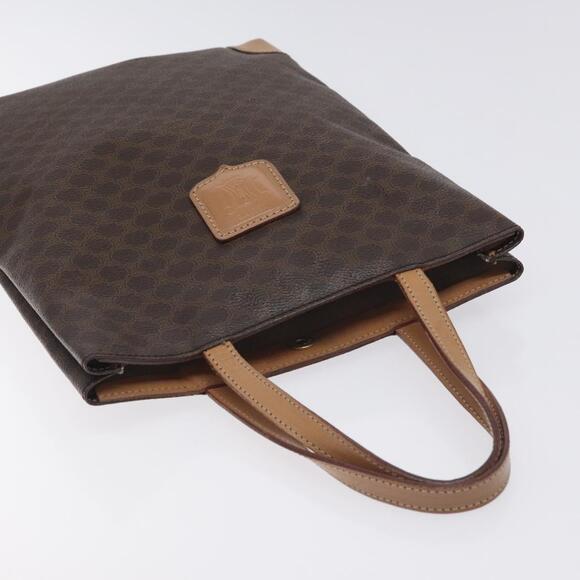 CELINE Macadam Canvas Hand Bag Pvc Leather Brown Gold - Picture 6 of 12